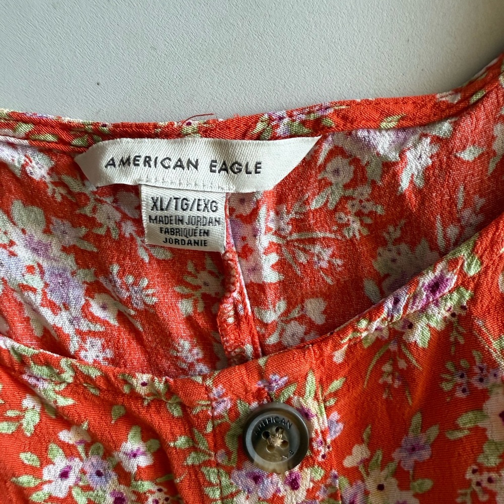 American Eagle Womens Orange Floral Skater Style Mini Dress. Size XL - Picture 8 of 14